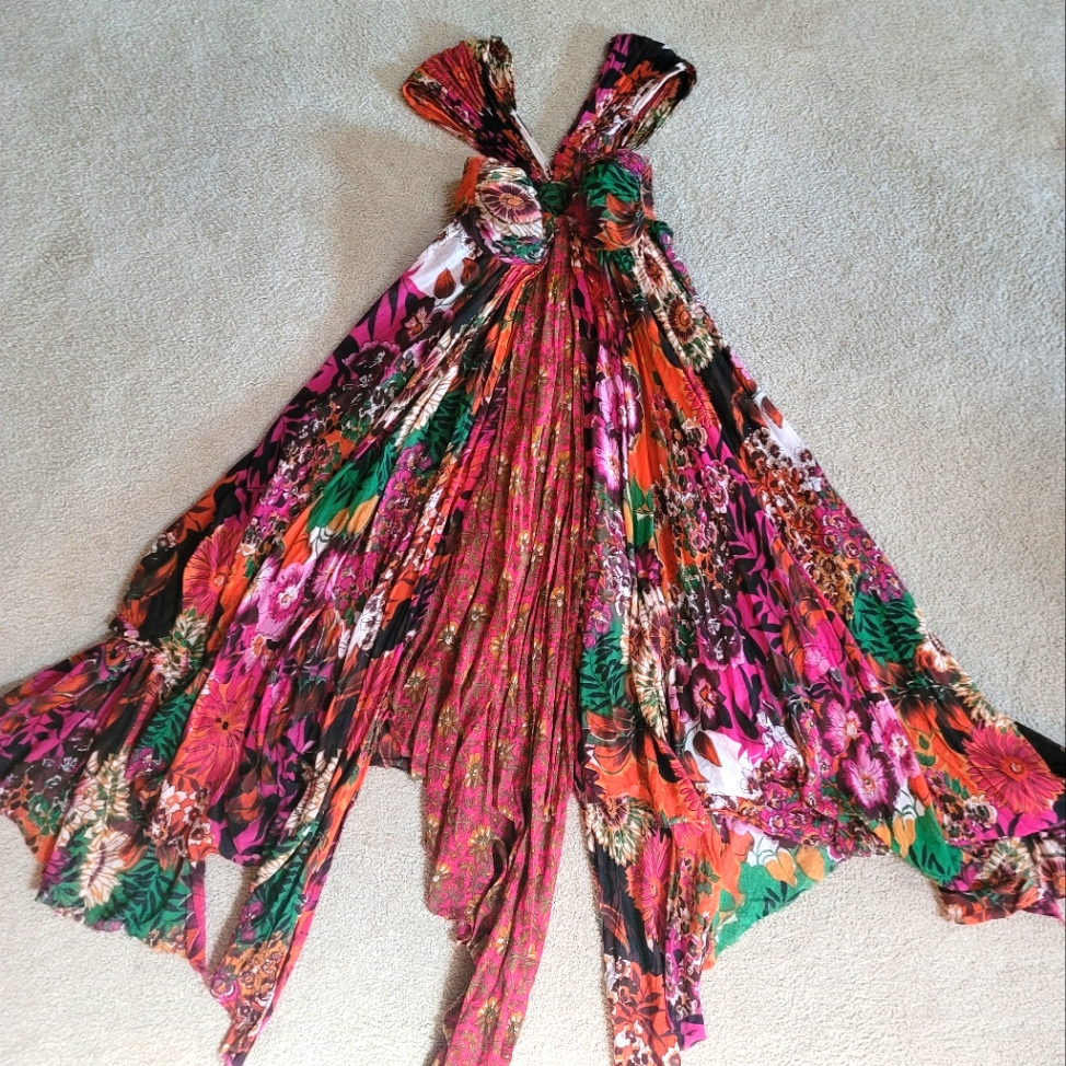 Free People Multicolor Floral Handkerchief Maxi Dress